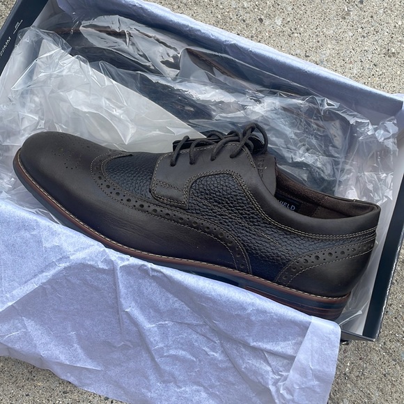 Rockport Dustyn Wingtip Hydro-Shield Mens Shoes NEW, 10, Dark Brown - Picture 2 of 6